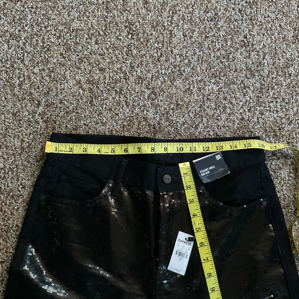 Express High-Rise Black Sequin Jeans - Picture 4 of 13